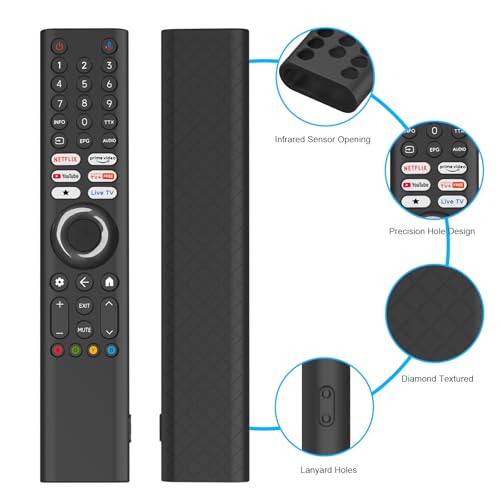 Image of Silicone Remote Cover for Xiaomi Mi TV 2025 Model Remote, Black, Diamond Textured, Precision Button Holes (Black, XIAOMI TV 2025)