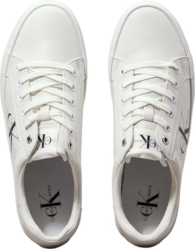 Calvin Klein Baskets Vulcanisées Femme Flatform Laceup Low Compensées, Blanc (Bright White), 41