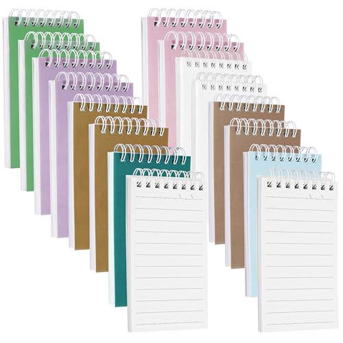 Belle Vous Pocket Notebook Set (16 Pack) - Small Spiral Notebook Pack - Colourful Mini Notebooks with 60 Lined Sheets - Pocket Size Small Notepads