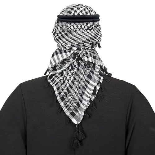 Image of PURFUN Men's Large Arab Shemagh Headscarf Muslim Headcover Shawl Keffiyeh Arabic Scarf