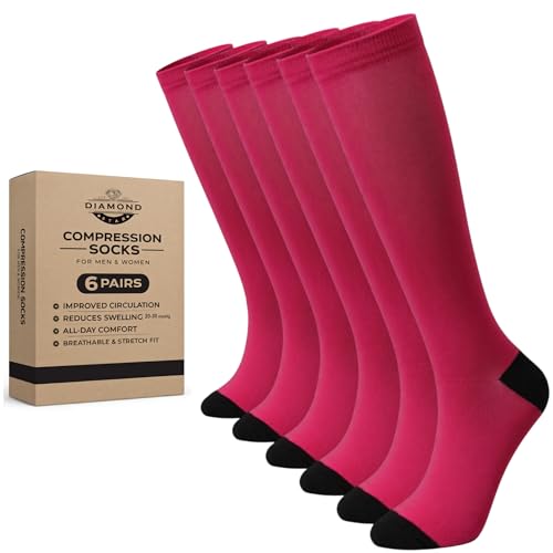 Image of Diamond Star 6 Pairs Compression Socks for Men & Women, Knee High Socks