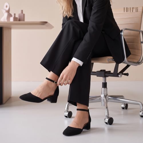 IDIFU IN2 Black Closed Toe Low Heels Dress Shoes for Women Ladies Pumps by IDIFU - Used condition - Image 3