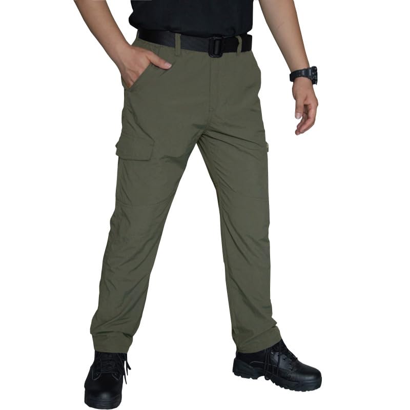 ftk Men's Quick-Dry Outdoor Cargo Pants – Breathable, Stretchable, Windproof & Waterproof Cotton Fleece Trousers Army Green-picture-15