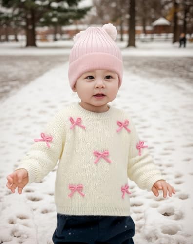 Toddler Girl Bow Sweater Cute Knitted Pullover Fall Winter Clothes 1-5T3