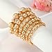 KISS WIFE Gold Bracelets for Women Gold Bracelet Stack Pearl Beaded Bracelets for Women Strand Bead Ball Stretchable Elastic Bracelet Set Adjustable Fashion Accessories Jewelry for Gifts (Gold-6 Pcs Frosted Beads)