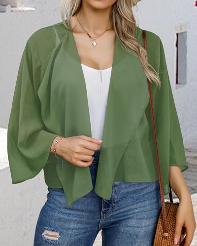 Image of Womens Summer Tops Short Shrugs Kimono Cardigans Casual Chiffon Bolero Jackets 2026