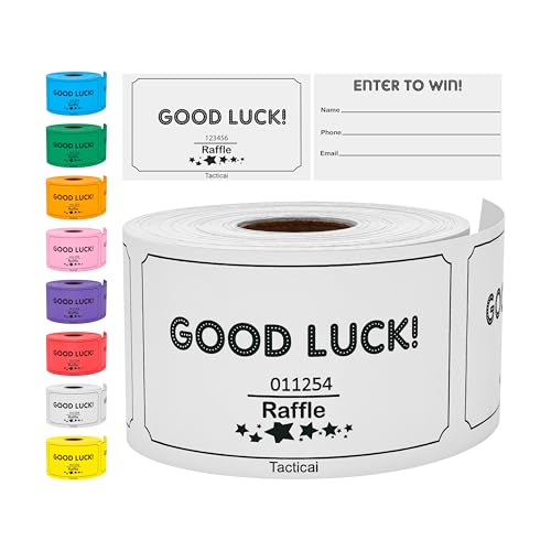 Tacticai 250 Raffle Tickets, Good Luck Raffle Cards, White