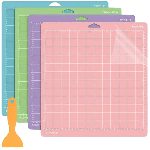 LCOUACEO Tapete de Corte para Cricut Maker 3/Maker/Explore 3/Air 2/Air/One, 4 Diferente Adhesivas Tapete de Corte para Cricut, 30,5 x 30,5 CM(StandardGrip/LightGrip/StrongGrip/FabricGrip)