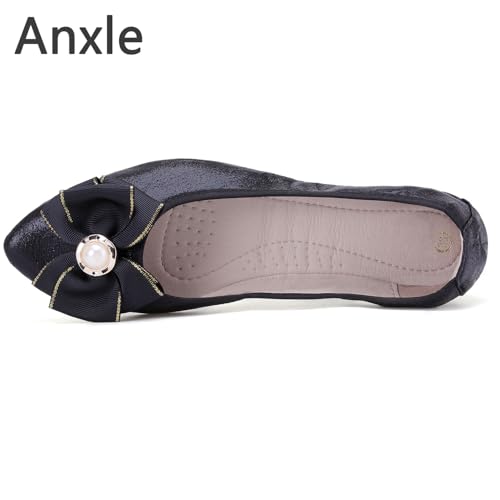 Womens Foldable Ballet Flats Bling Rhinestone Pointed Toe Comfort Slip On Walk Work Loafers Bridal Dress Shoes3