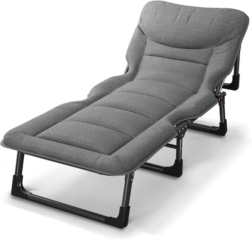 Chaise longue de jardin pliante 175x60cm avec coussin confortable - 6