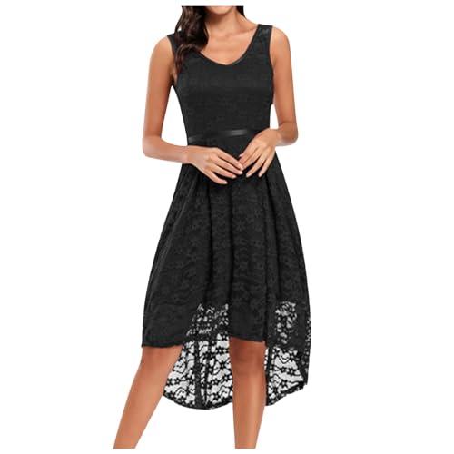 Robe de cocktail de haute qualité en dentelle et mousseline de soie fluide col en V