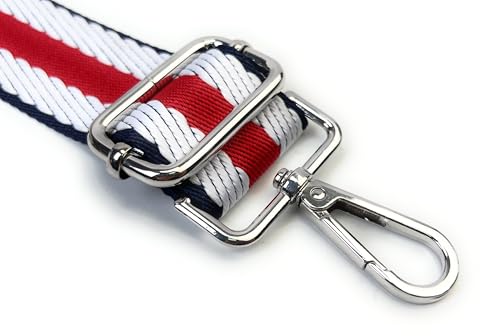 Image of Purse Strap Replacement for Crossbody Bags & Handbags | Premium Webbing with Silver Hardware Clip-On Installation Adjustable Length Comfortable Wide Guitar Style Strap