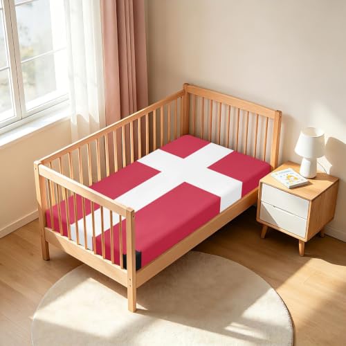 Drap-housse imperméable lit enfant drapeau Danemark 132x71