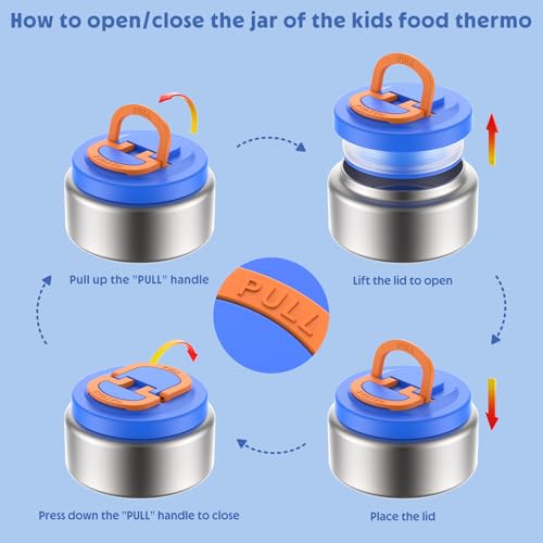 Image of DaCool Upgraded Kids Lunch Box with Thermo for Hot Food 1400ml Child Bento Box for Kids with 5oz Small Thermo for Boys Girls with Fork Spoon Leakproof for Dining Out School Work Picnic, Blue