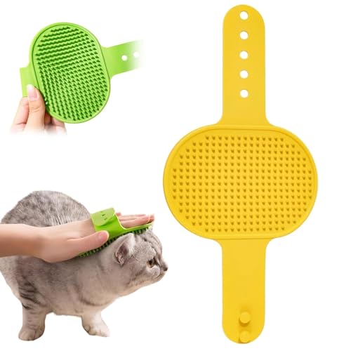 Silicone Grooming Strap Pad for Cats, 2026 New Cat Self Groomer Brush Adjustable Silicone Cat Self Groomer Brush, Multifunctional Combs Massager for Cats Tree Furniture Sofa Chair Legs (Yellow)