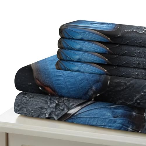 Set housse de couette 3 pièces microfibre super douce motif papillon 3D