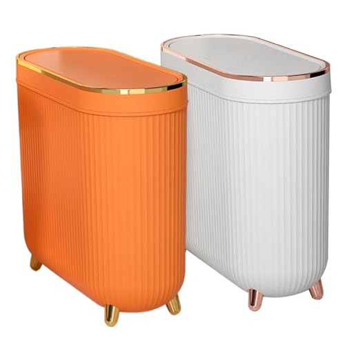 Cesta de basura para dormitorio y salón papelera estrecha blanca de diseño moderno 5