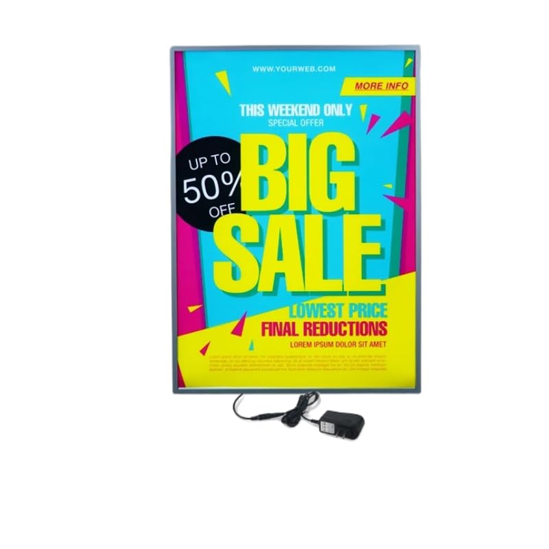 QAILUX A4 Slim Glowing Poster Frame with Led Light Advertising Super Thin Frame Board Display Inner Film Exchangable for Restaurant Cafe Beer Bar Shop