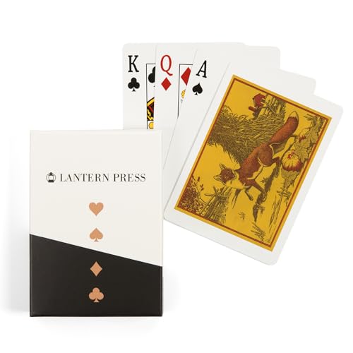 Baraja de póker vintage con 52 cartas de vista de zorro rojo