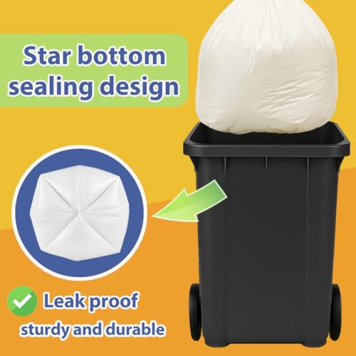 Image of Teivio Medium Tie-Top Trash Bags 8 Gallon 120 Count White Garbage Bags | Fit 25-30 Liters,6,7,8,9Gal,Small Plastic Waste Basket Bins Can Liners for Kitchen Bathroom Office Car,Unscented