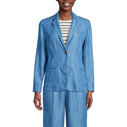 Lands' End Women's Indigo Relaxed Blazer made with TENCEL fibers