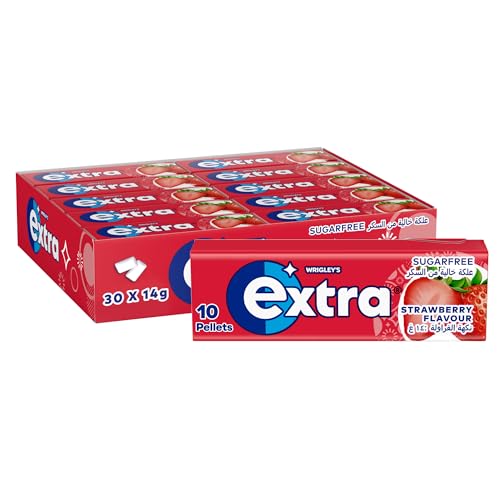 Extra Gum Strawberry, Sugar Free Chewing Gum Pack of 30x10 Pellets, Get Fresh on the Go, and Ready for Every Opportunity