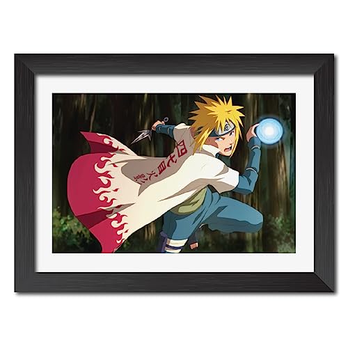 Image of TenorArts Minato Poster Naruto Anime Laminated Photo Frame Painting with Matt Finish Black Textures (12inches x 9inches)