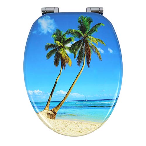 OGOMONDO Sedile Wc Copri Water Universale Frizionato Colorato Fantasia MDF Chiusura Rallentata