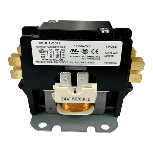 HIATSU Motor Contactor - Air Conditioner Contactor 1P 30A - Single Pole Contactor 24V Coil for HVAC Motor Replacement & Heat Pump Systems