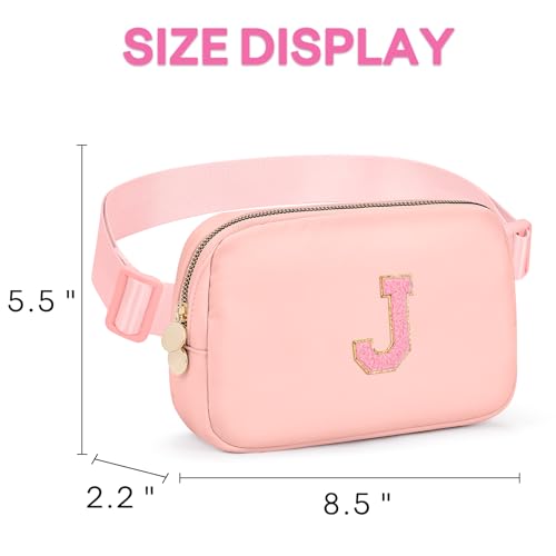 Image of mibasies Initial Fanny Pack for Girls, Birthday Gifts for 4 5 6 7 8 9 10 11 12 13 Teen Girl - Cute Personalized Trend Stuff - Peach J