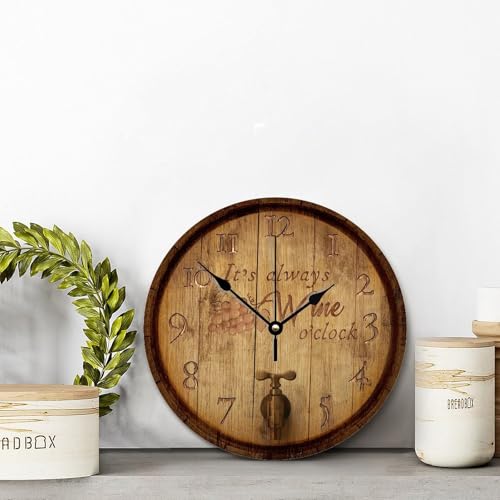 Reloj de pared de madera 10 pulgadas silencioso y sin marco miniatura 4