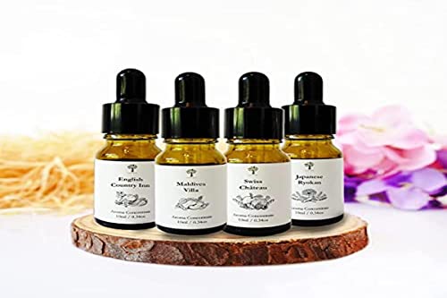 Top 4 Hotel Blend Essential Oils Set, 4 Pcs Pure Essential Oils for Diffuser for Home, Humidifier, Aromatherapy, 10ML(Lavender Japanese Ryokan, Swiss Orange, Ocean Maldives Villa, English Strawberry)