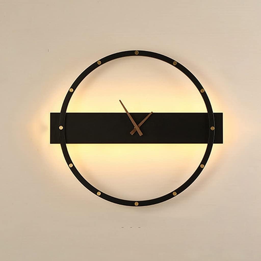 REMAZ Wall Lamps,Led Wall Lamp with Clock Simple and Modern for Hotel Bedside Living Room Light Fixture Black/Gold/D