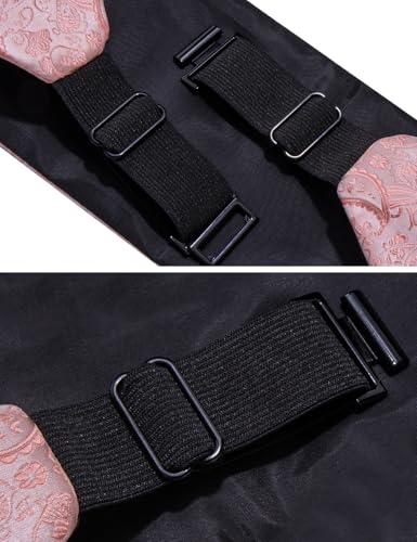 Image of YOHOWA Men Cummerbund Bow Tie Set Silk Paisley Formal Pre-Tied Bowtie Pocket Square Cufflinks Wedding Party Prom