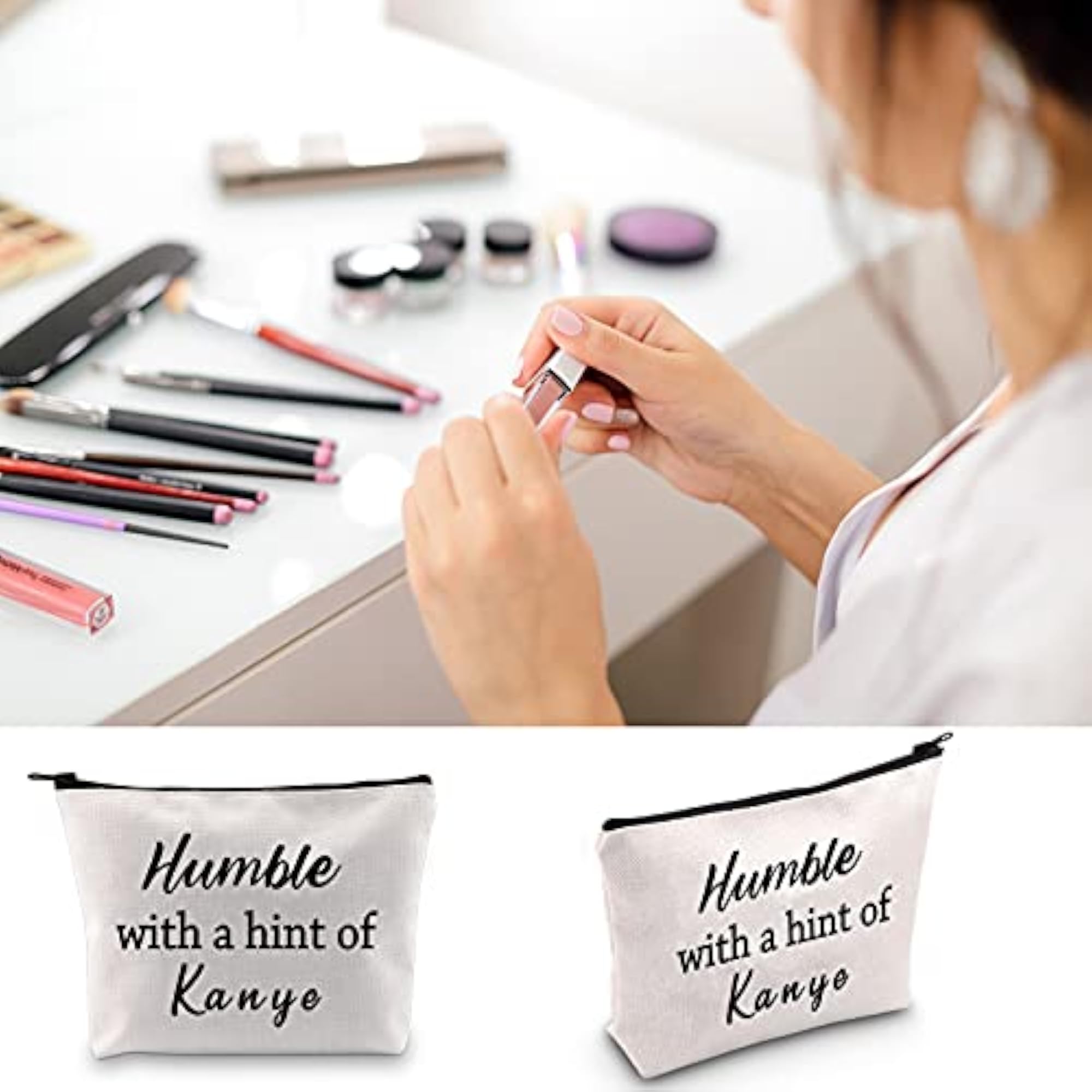 Funny Kanye Inspirational Rap Quotes Makeup Bag