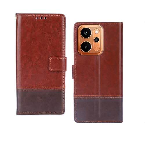 Image of amazon basics Realme P4 Power 5G Flip Cover | Card Pockets Wallet & Stand | Flip Cover for Realme P4 Power 5G (Tan and Coffee)