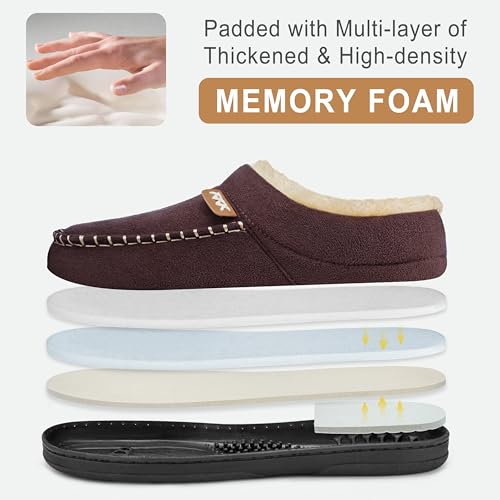 ATHMILE Mens Slippers Fuzzy Cozy Memory Foam Slip On Moccasin Warm House Slippers for Indoor Outdoor Non-Slip Sole4