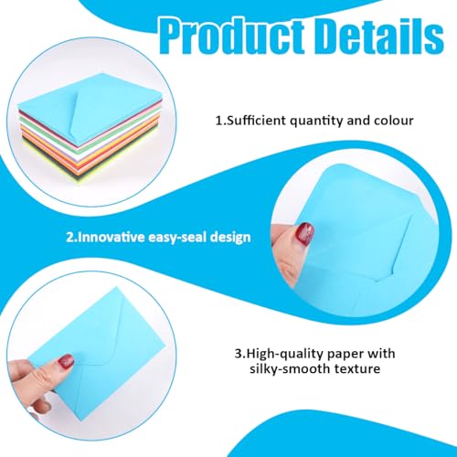 70 Stück Mini Umschläge Bunt, 10,2x 7 cm Mini Briefumschläge Bunt Kleine Briefumschläge Kuvert für Geschenkkarte Hochzeit, Grußkarten Liebesbriefe, Geburtstag Party Supplies (14 Farben)