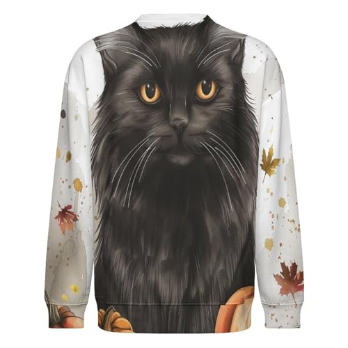 Fall Tuxedo Cat Crewneck Sweater Men Funny Crew Neck Sweater Long Sleeve Casual Lightweight Pullover4