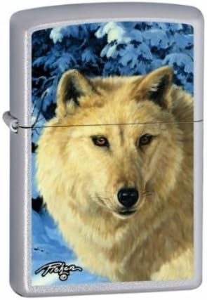Zippo Linda Picken's White Wolf Front View Pocket Lighter (Multi, 5 1/2 x 3 1/2 cm)