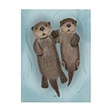 Trademark Fine Art, 18x24 Otters Holding Hands by Fab Funky