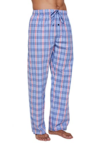 CYZ Pijama masculino de popelina 100% algodão, Xadrez vermelho marinho, X-Large