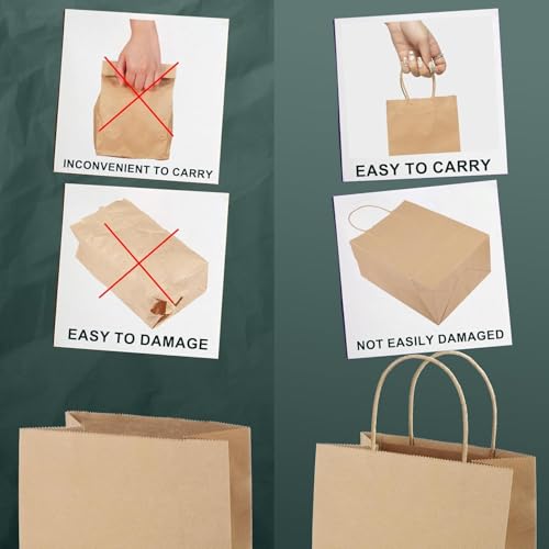 image for METRONIC Kraft Paper Gift Bags with Handles 5.25x3.75x8 Inch 20000 Pac