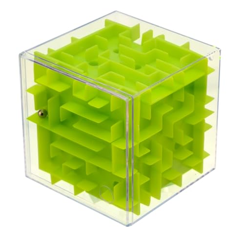 PLAYZOCO Cubo Laberinto, Puzzle Cúbico, Cubo Rompecabezas Tridimensional, Laberinto 3D, Juego de Desafío Espacial, Rompecabezas Laberinto 3D, Apto para niños y Adultos, 8x8x8 cm, Verde