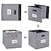 homyfort Cube Storage Bins,Foldable Cloth Boxes Baskets Organizer for Closet,Home,Office, Bedroom with Plastic Handles Set of 6 Grey Large 12x12x12
