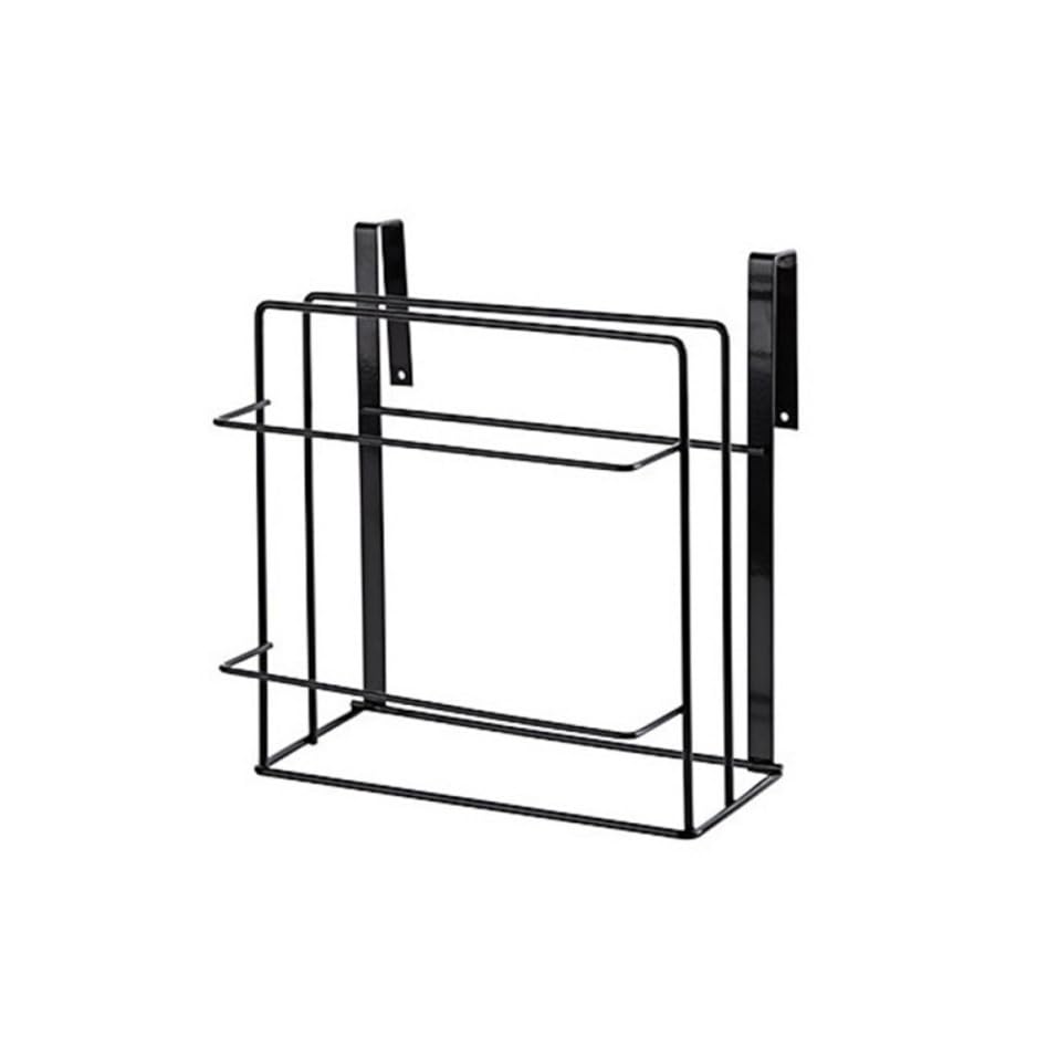 Estante de pared de hierro negro de doble capa para organizar tapas y platos