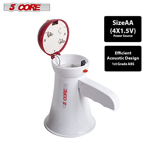 5 Core Mini Megaphone W/Adjustable Volume Bullhorn Speaker Megaphono 400 Yard Range -Siren Kids Or Adults For Cheerleading, Football, Soccer, Party #TOP4
