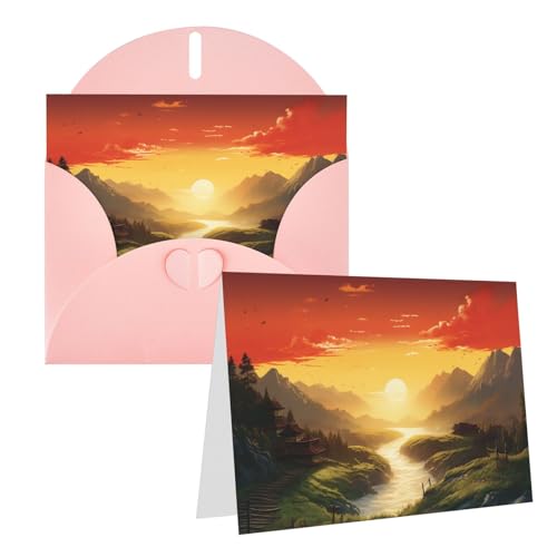Cartes de vœux vierges motif soleil levant à personnaliser à la maison