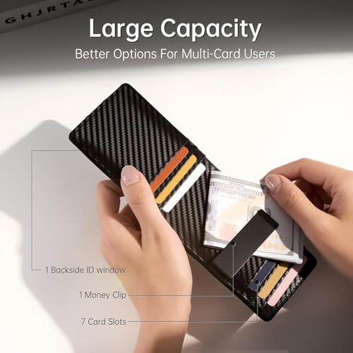Image of Gostwo Slim Wallet for Men Minimalist Wallet Leather ID Window Card Case with Money Clip