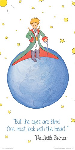 The Little Prince See with The Heart Quote (Antoine de Saint-Exupery) Children's Kids Literary Literature Classic Book Cover Decorative Classroom Art Print (Unframed 12x24 Poster)